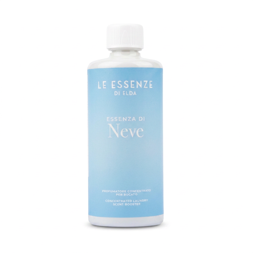 Le Essenze di Elda Neve wasparfum 500 ml met lichtblauw etiket op witte achtergrond